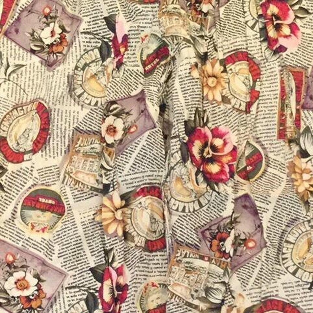 VINTAGE  90S PULL ON PANTS FLOWER NEWS FONT SIZE 12 - Picture 3 of 4